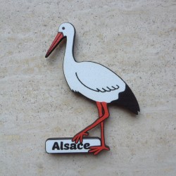 magnet en bois Alsace cigogne