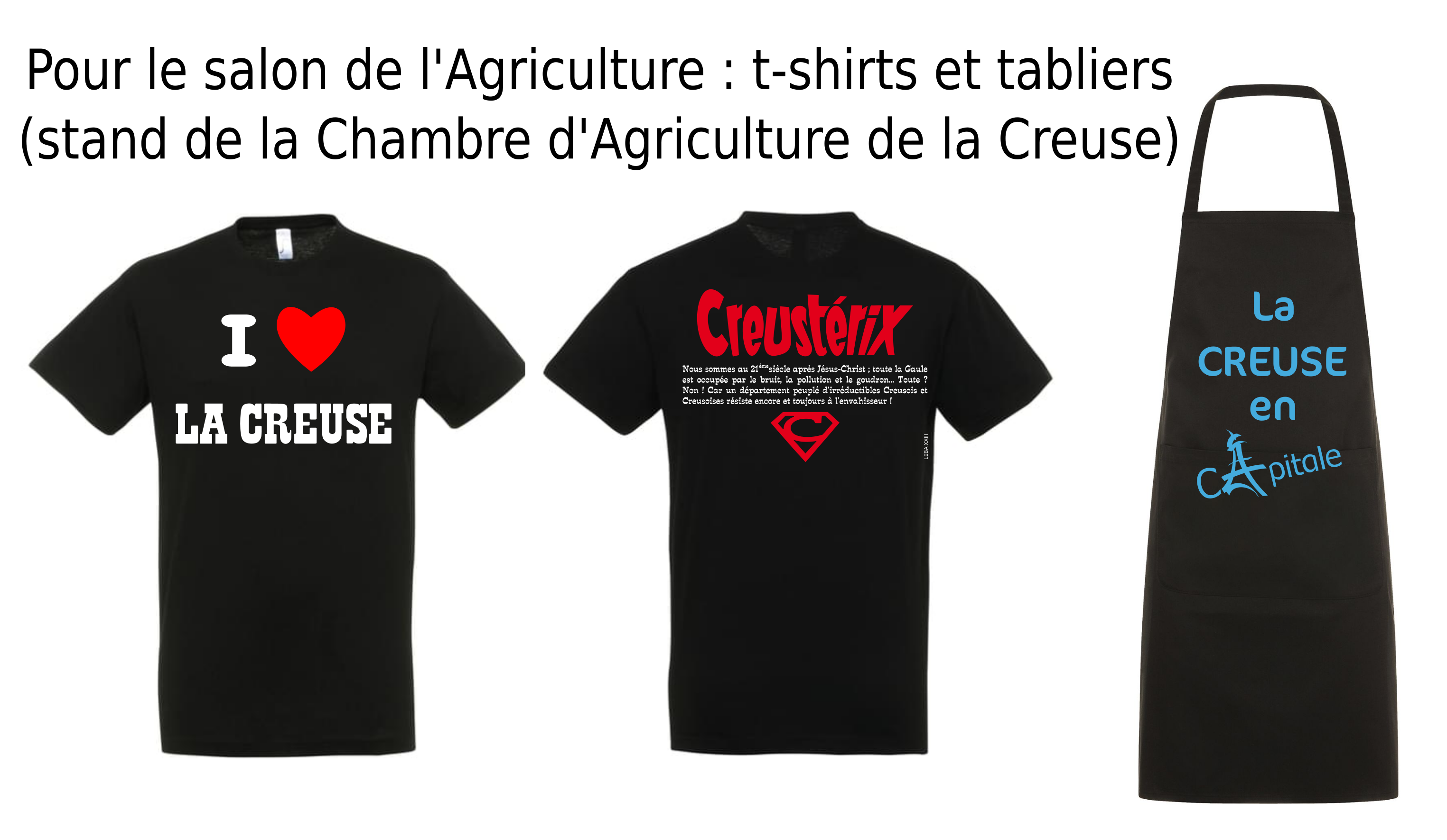 T-shirts et tabliers pour le salon de l'Agriculture à Paris (Chambre d'Agriculture de la Creuse)